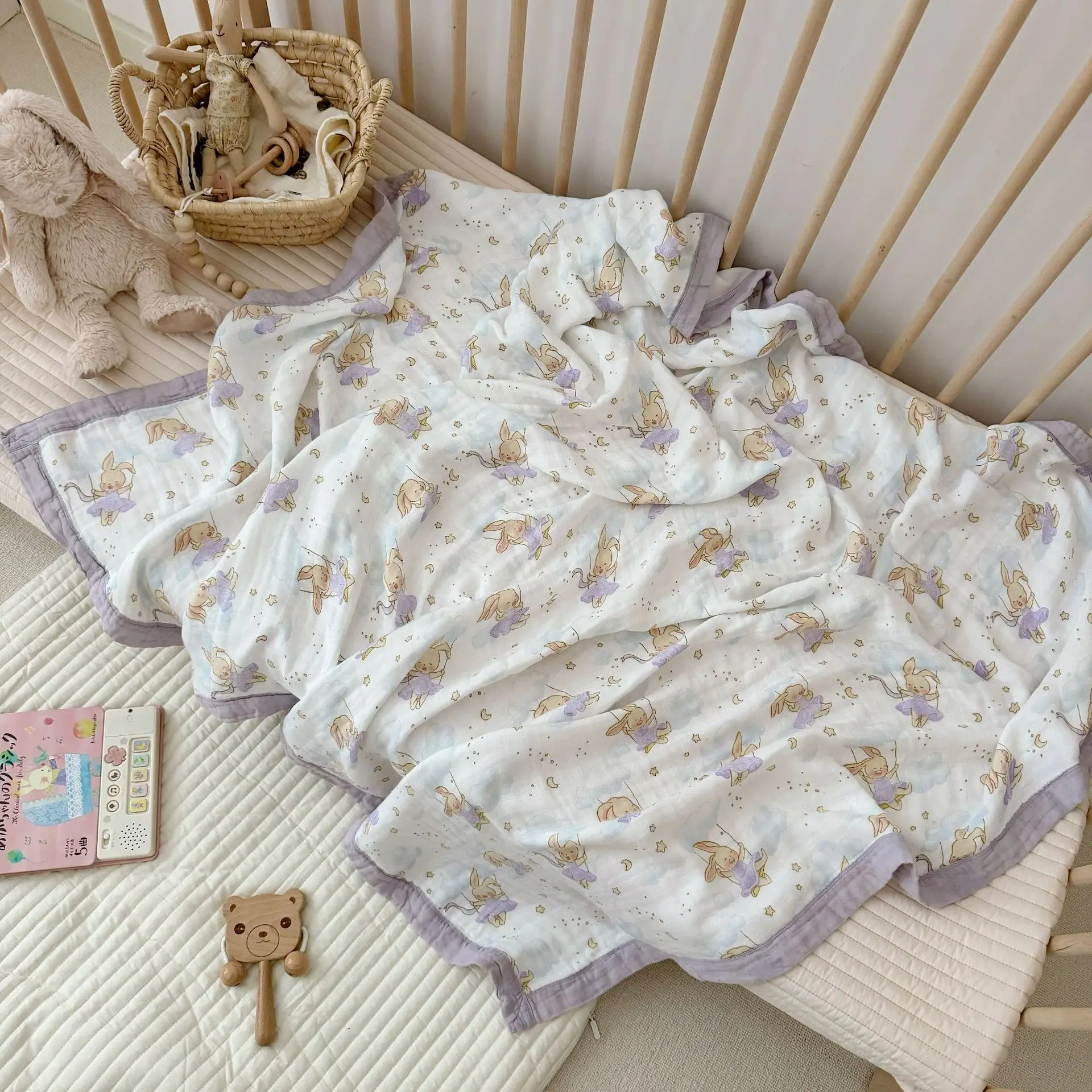 Cobertor de algodão de bambu para bebê recém-nascido, Swaddle Wrap para meninos e meninas, Cobertor Recebedor Macio, Capa de Dormir Infantil, 4 Camadas