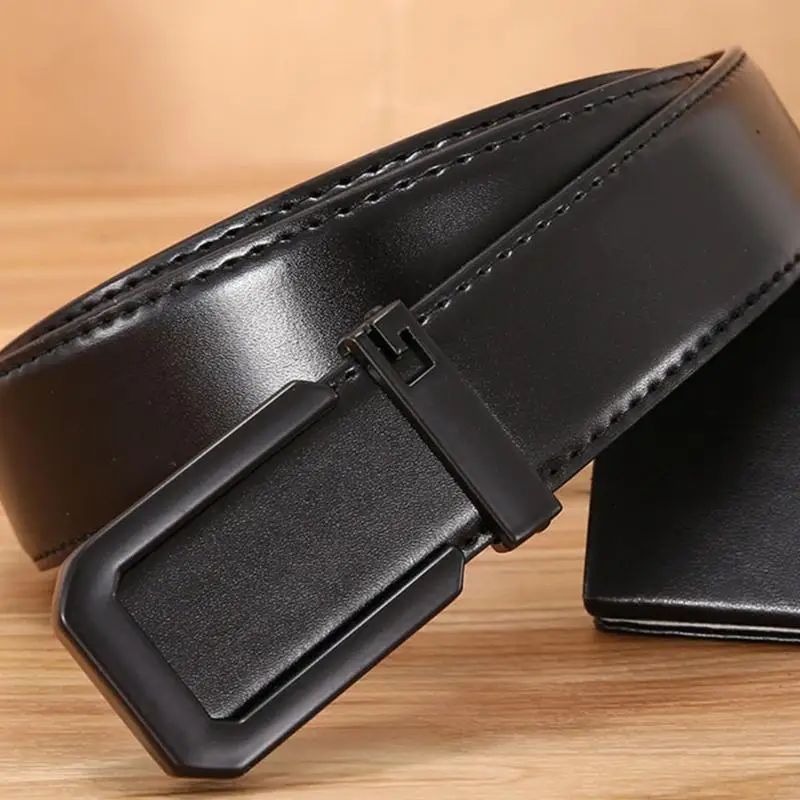 

L5YC Elegant Men's Leather Belt with Easy to Adjust Waistband Buckle for Business and Casual Suit