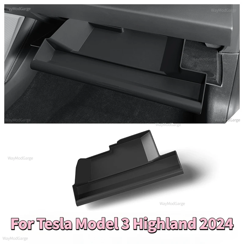 

Glove Box Drawer Storage Box for Tesla New Model 3 Highland 2024 TPE Glovebox Organizer Partition LHD Car Storage Accessories