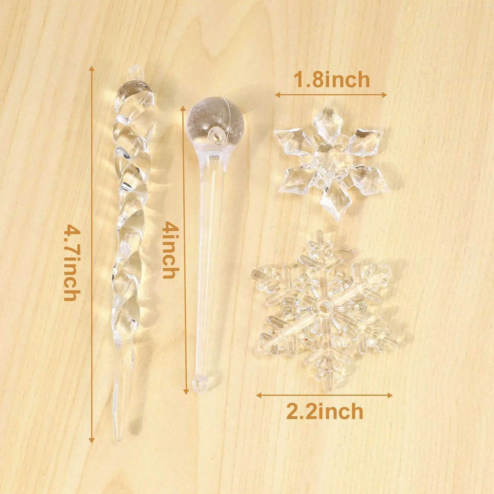 40PC Snowflake Icicle เครื่องประดับคริสต์มาสปีใหม่เครื่องประดับคริสตัลต้นคริสต์มาสโปร่งใสเครื่องประดับร้อน