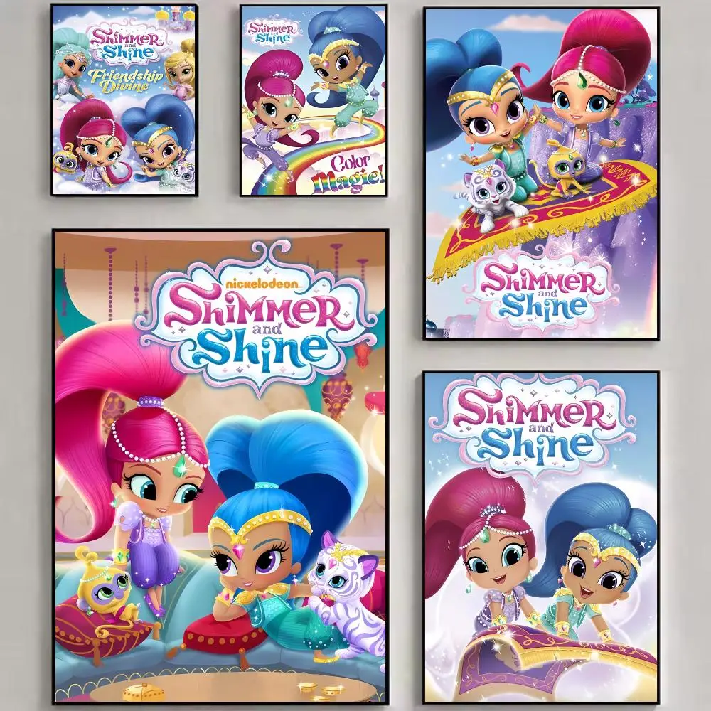 Magical Girl Cartoon S-Shimmer And Shine Poster Luxury Modern Wall to Enhance Home Decor Space