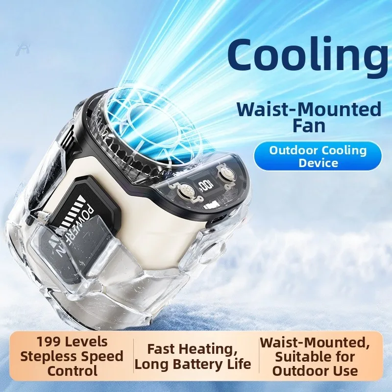 Portable Neck And Waist Fan Featuring Type-C Fast Charging And Lightweight Hands-Free Waist Fan For Outdoor Work