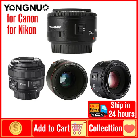 YONGNUO YN50mm F1.8 YN35mm F2.0 lente de enfoque automático para cámaras Canon Nikon DSLR D7100 D3200 D3300 D3100 D5100 D90 600D 650D