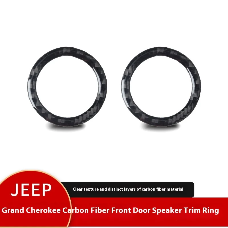 

For Jeep Grand Cherokee True Carbon Fiber Interior Modification, Front Door Horn Trim Ring, Auto Parts