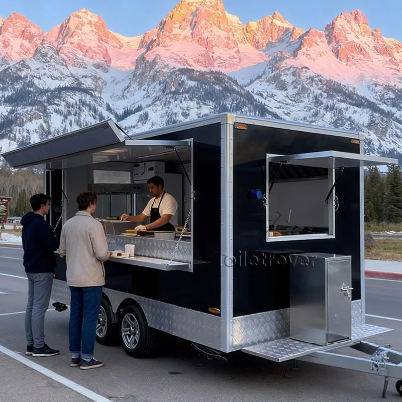 

Современный передвижной фургон для уличной еды: крепы, вафли, десерты, пончики. Коммерческий фудтрак с полностью оборудованной кухней.