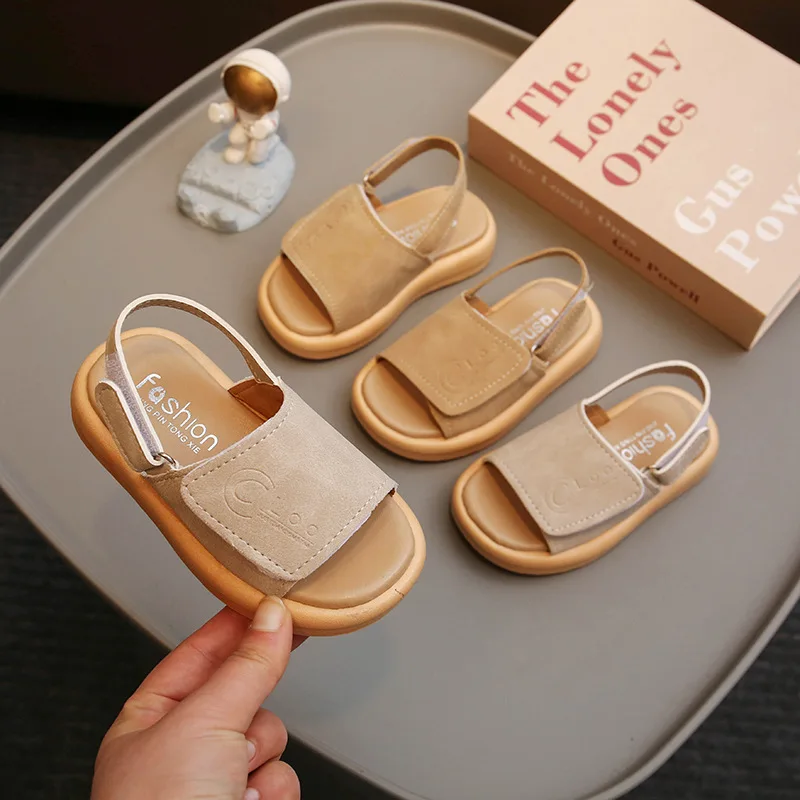 Leather Fashion Kids Sliders Two Style Summer Girls Sandals and Slipper Bohemia Classic Fashion Open Toe Non-slip Kids Flats