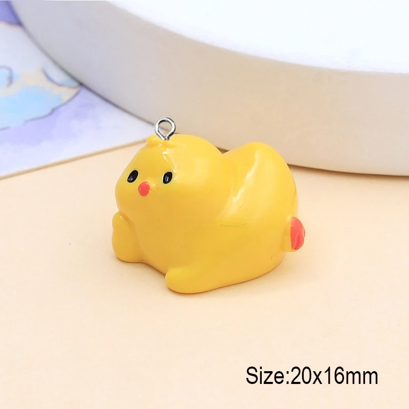 10Pcs 3D Cartoon Yellow Chick Resin Charms Kawaii  Animals Pendants for Earrings Necklace Keychains DIY Jewelry Make Accessories