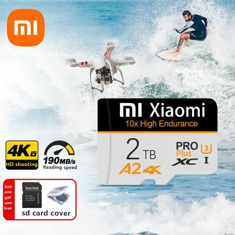 การ์ดหน่วยความจำ Xiaomi การ์ด Micro V60 SD/TF 1TB คลาส10ความเร็วสูง512GB cartao de memoria จัดเก็บข้อมูลสำหรับโทรศัพท์/กล้อง/เกม