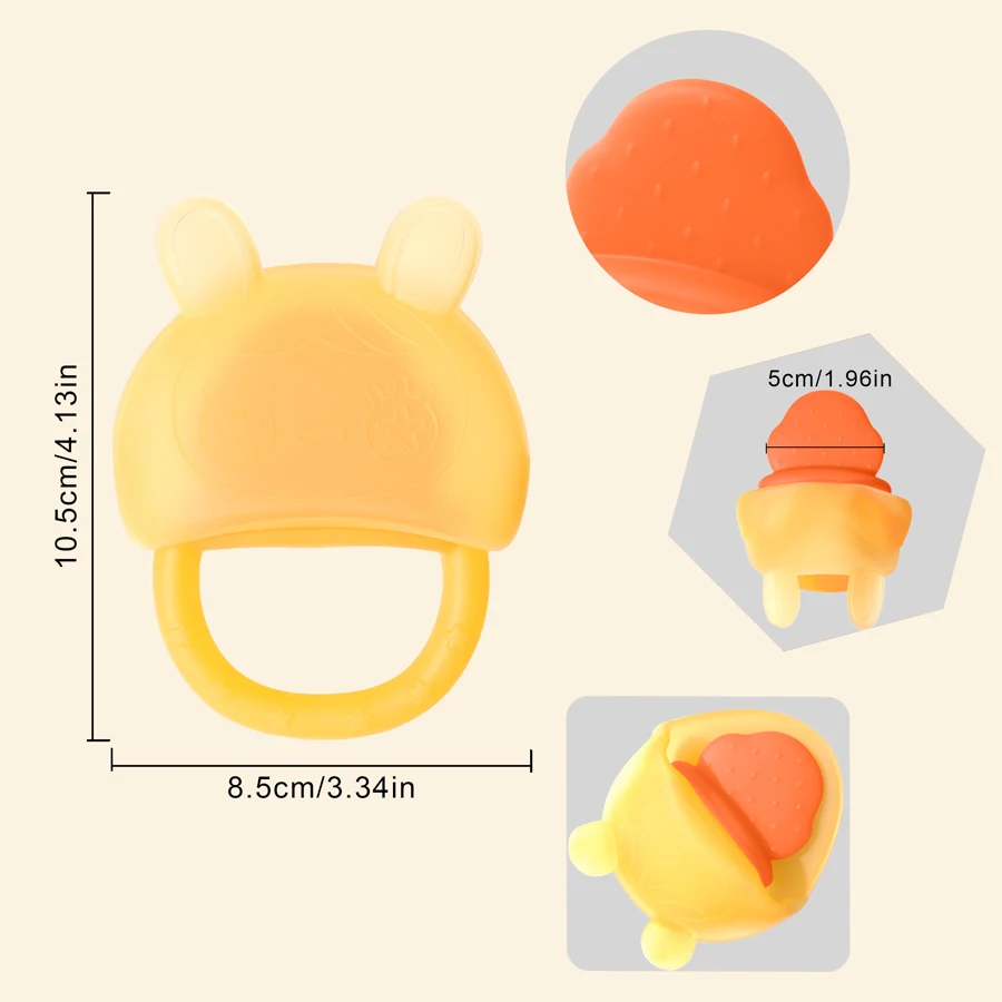 1PC Silicone Baby Teethering Toys Dustcover Cartoon Strawberry Shape Teethers For Baby Soft Chewing Baby Items Baby Toys