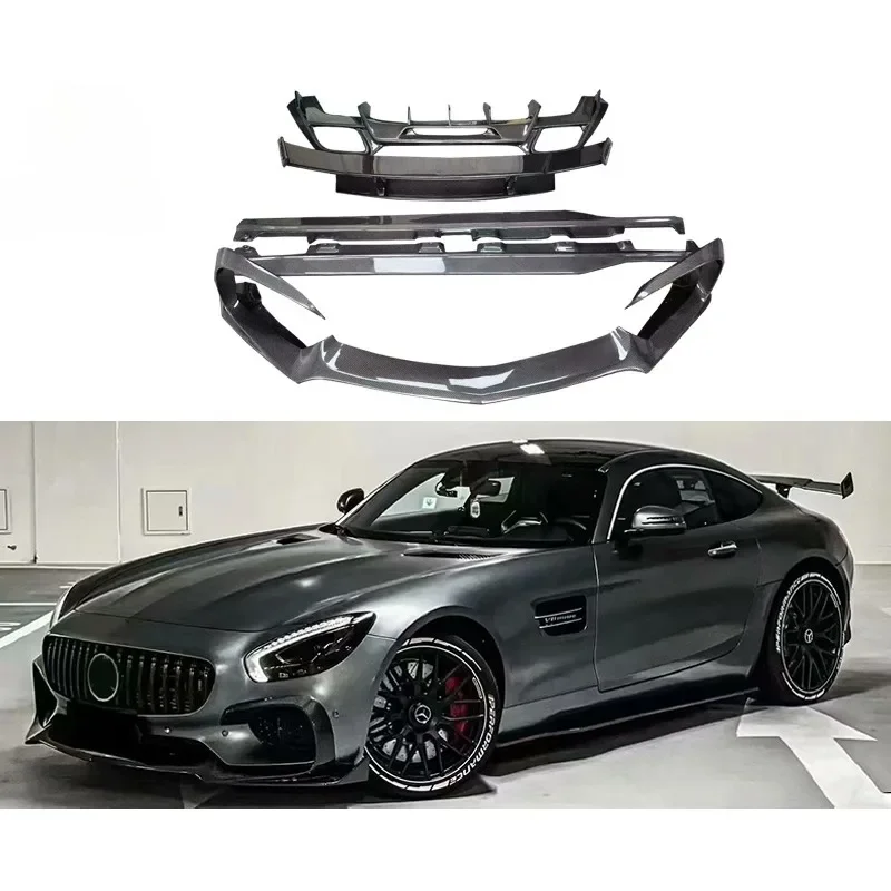 New! For Mercedes AMG GT R Style Two Door Sedan 2016+ Carbon Fiber Front Lip Side Skirt Rear Lip Tail Wing Spoiler Body Kits Tri