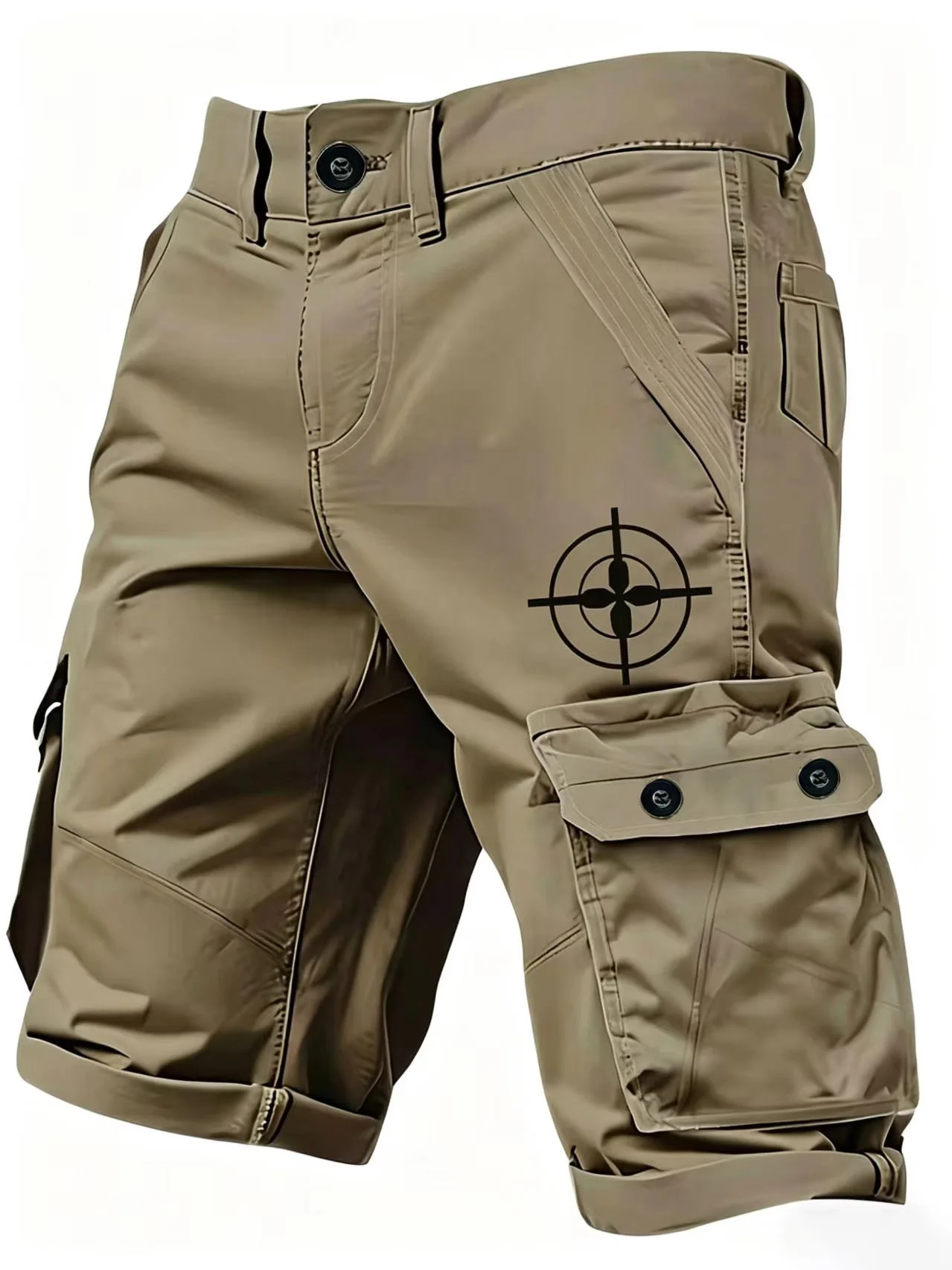 

Men's Cargo Shorts Helm Print Multi-functional Utility Pockets Non-stretch Fabric Zipper Closure Outdoor Survival Style
