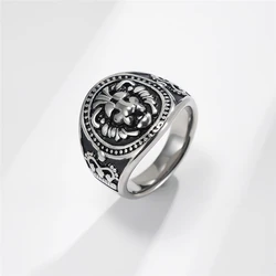 Retro Lion Head Domineering Hip Hop High Quelity Fine Stainless Steel Male Female Ring Polished No Fading JZ593