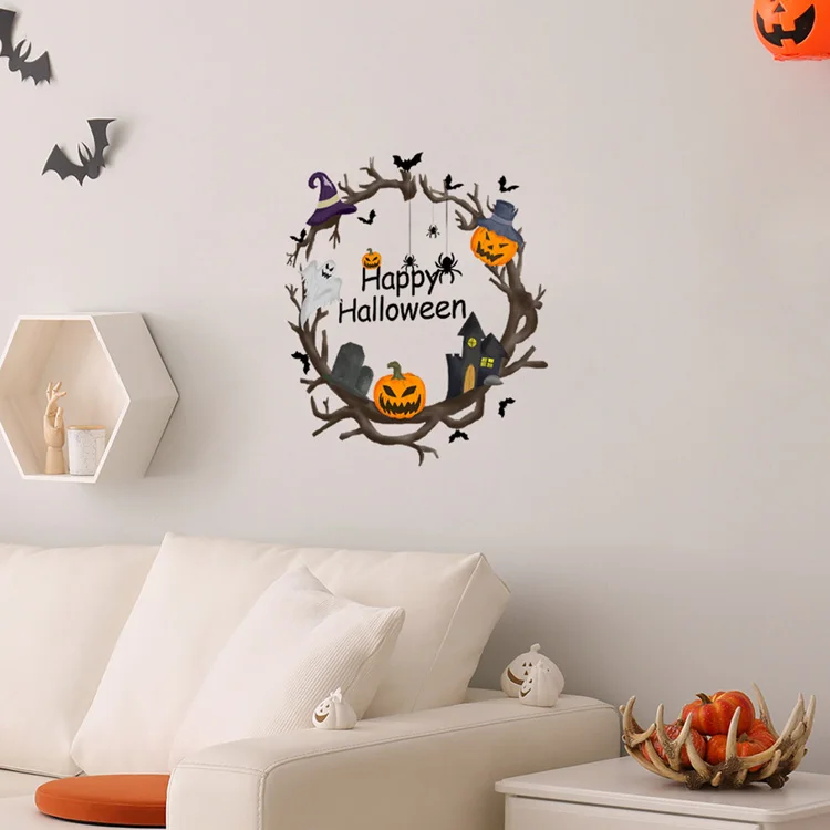Halloween Kürbis-Geist Wandaufkleber Kinderzimmer Dekoration Wandbild Tür Heim-Deko Tapete Festival Selbstklebende Aufkleber – Detail 3