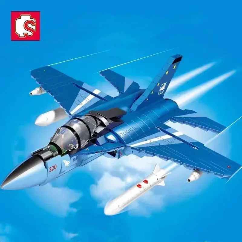 SEMBO Falcon trainer aircraft building blocks J-10 military parade performance aircraft model toy small particle assembly figure