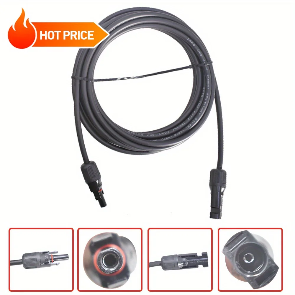 جودة عالية 10 AWG 15 FT لوحة طاقة شمسية تمديد سلك كابل موصل أسود + أحمر