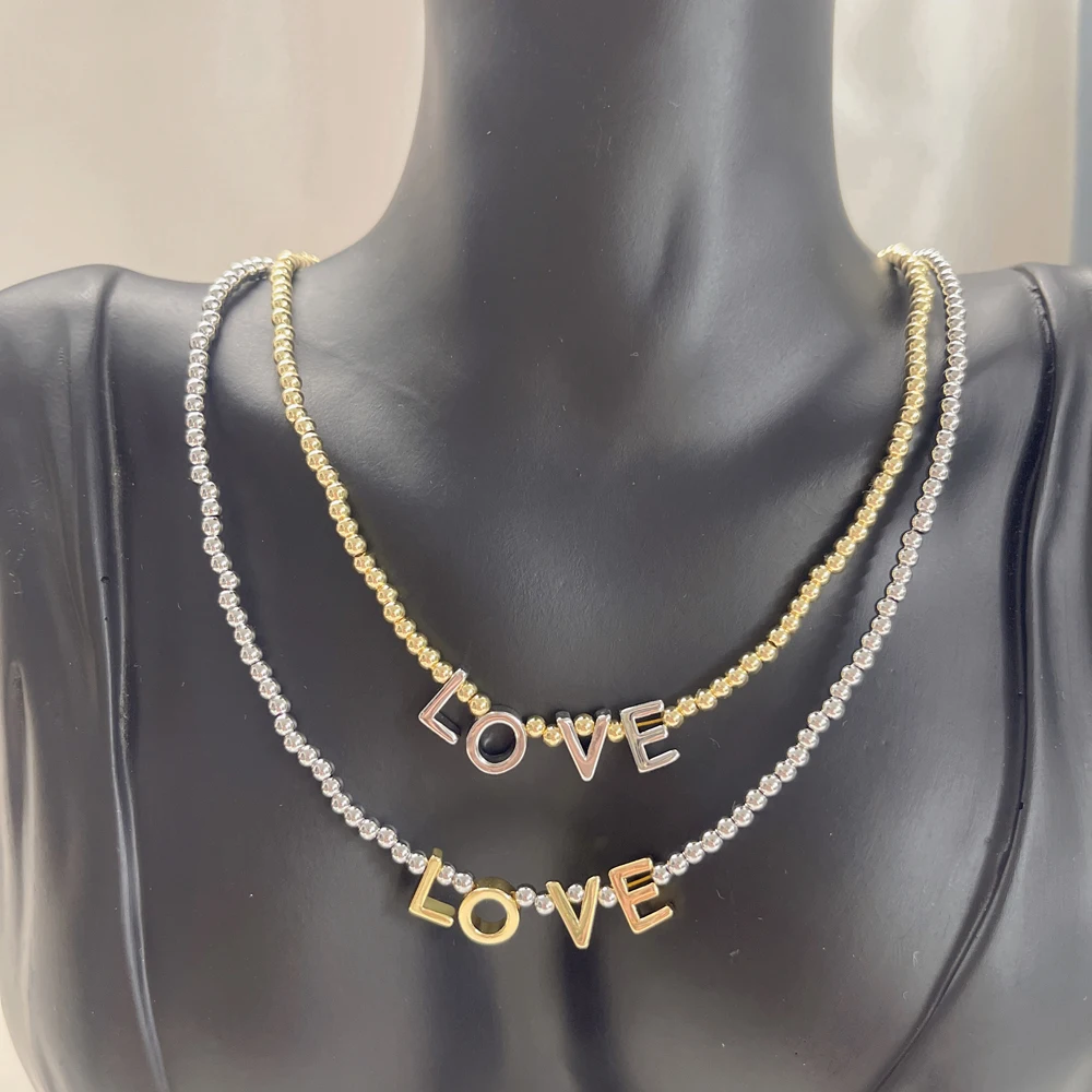 5 pcs/lot LOVE Letter Bead Necklace Initial Charm Necklace Minimalist Couple Jewelry Trendy Valentine's Gift
