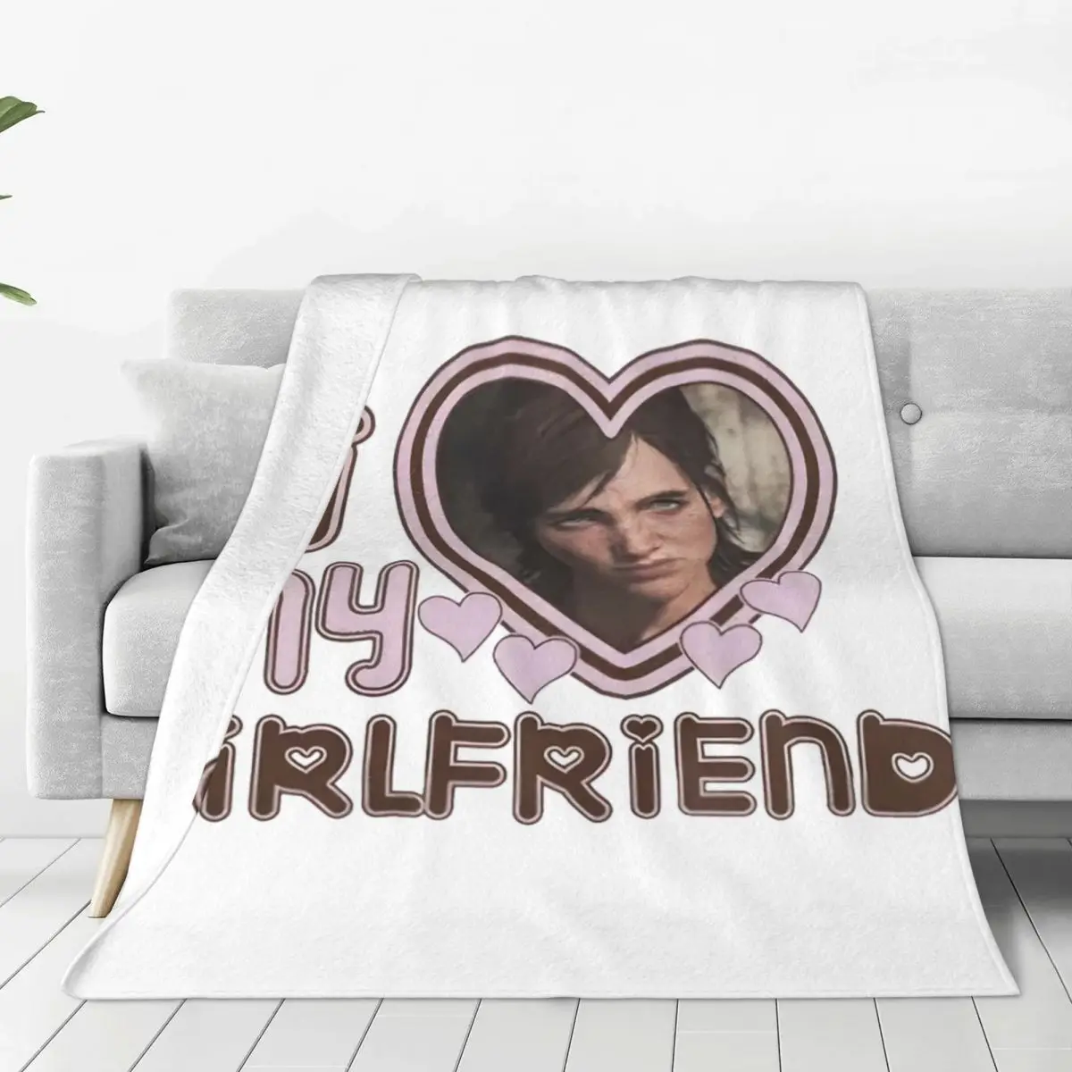 Ellie Williams I Love Girlfriends Blankets The Last of Us Flannel Funny Warm Throw Blankets for Chair Covering Sofa Decoration