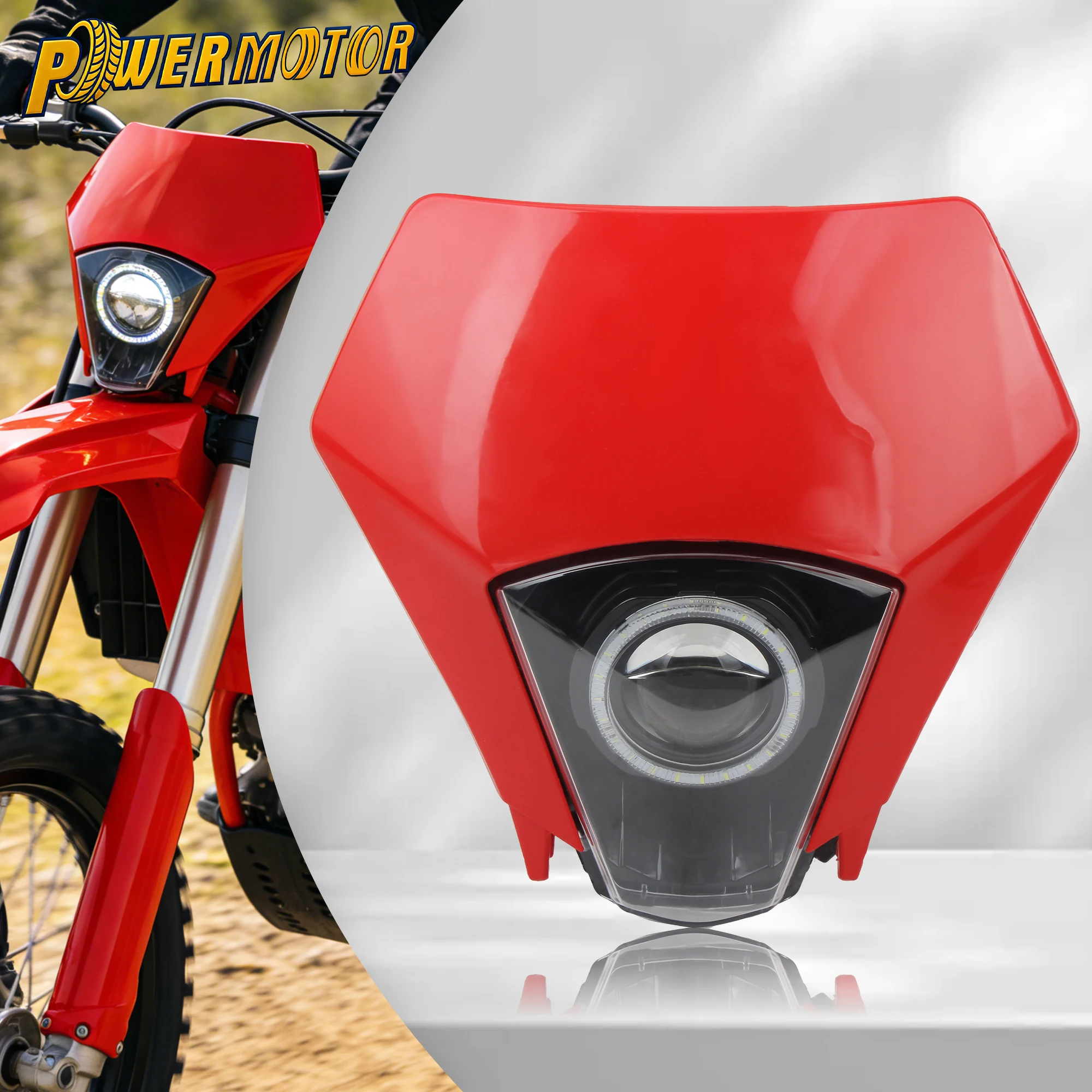 

Motorcycle Dirt Bike LED Headlight Angel Eyes DRL High Low Beam Head Light For GASGAS EX EC 300 350F 400F 450F 500F SM700 2024