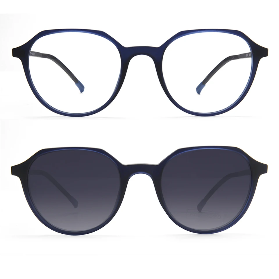 Designer TR90 Geometric Frame Glasses With Oval Magnetic Clip On Sunglasses Polarized Men Women Optical Eyewear Oculos De Grau