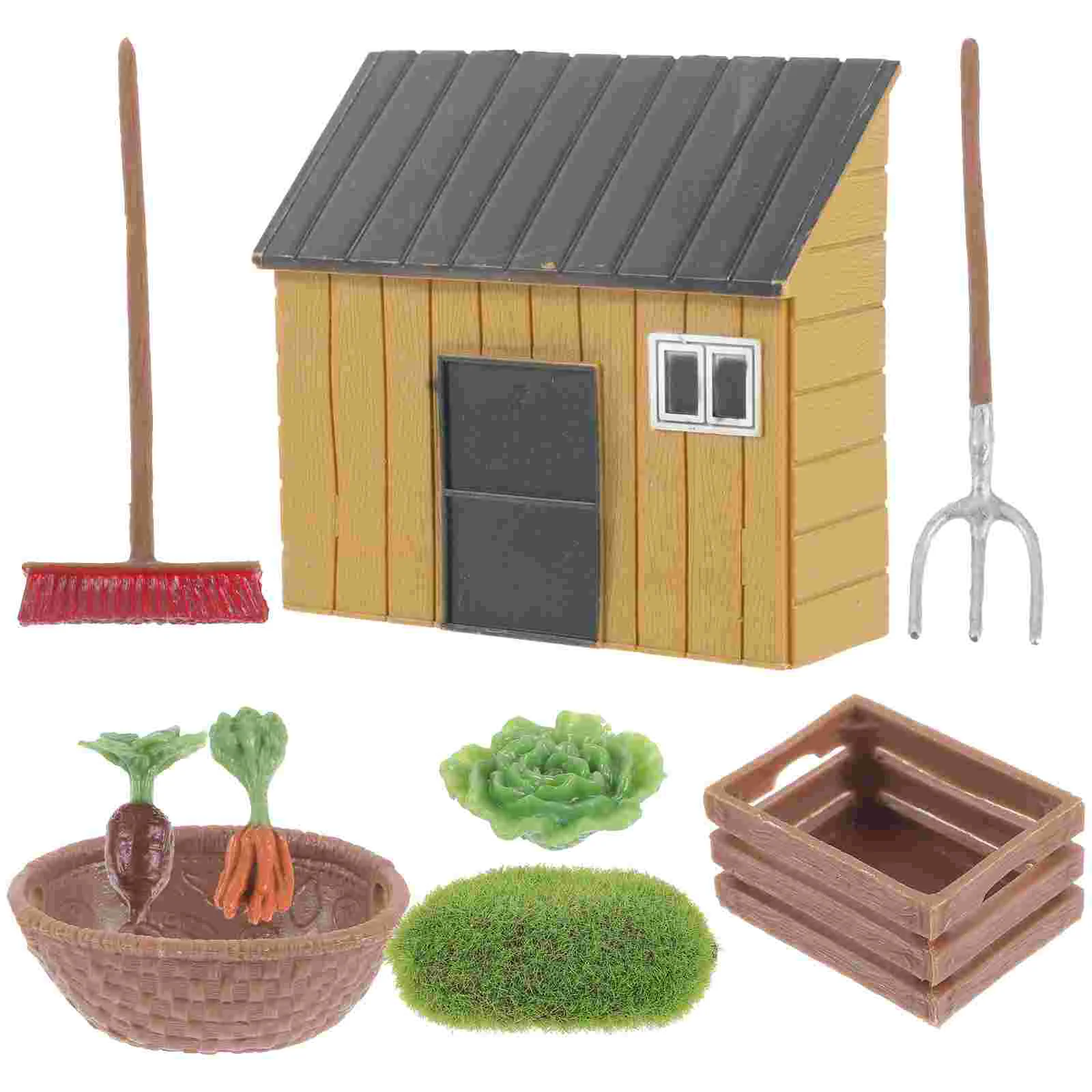 Farm Model House Mini Garden Decor Props Small Vegetable Miniature Plastic Toy Landscaping Decoration