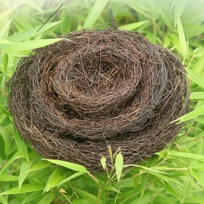 Pássaro redondo de rattan, páscoa, artesanal, faça você mesmo, simulação de videira, ninho de pássaro, decoração de ovo, adereços, casa, jardim, janela, rede de pássaros