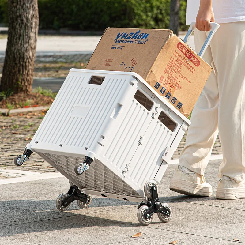 Outdoor storage box Small trolley Household light portable folding shopping cart Household trolley trolley Express trolley