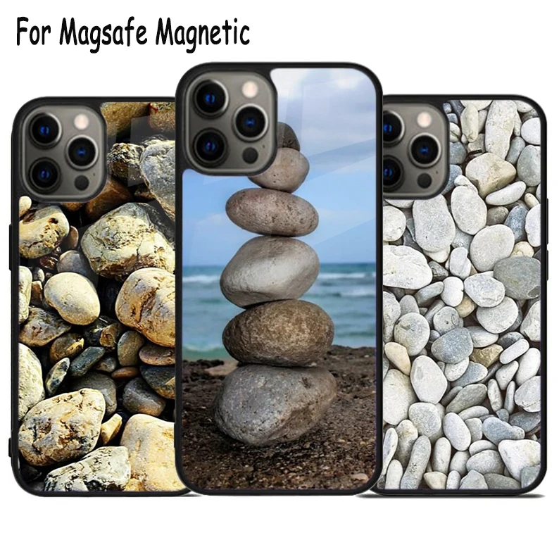 Smooth Rocks Beaches Wireless Charge Magsafe Phone Case For iPhone 15 16 14 13 11 12 Pro Max Plus Magnetic Bumper Cover