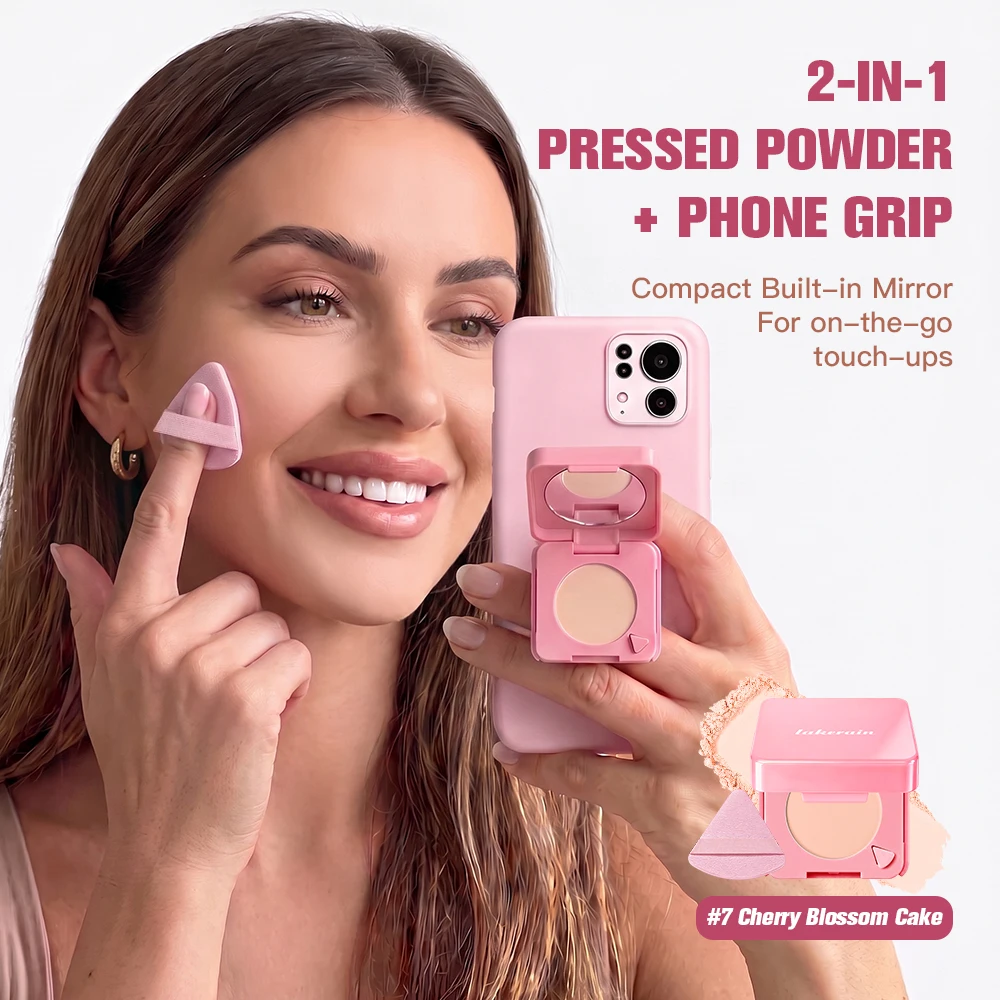 2-IN-1 Baking Setting Pressed Powder Long Lasting Oil Control Setting Powder Natural Blurring Finish Portable Travel Face Makeup