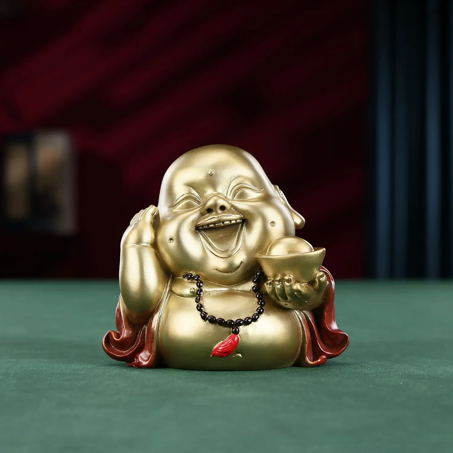 DSA Color Copper Creative Small Maitreya Laughing Buddha Ornament Living Room Home Decoration Office Car Craft Gift Ornament