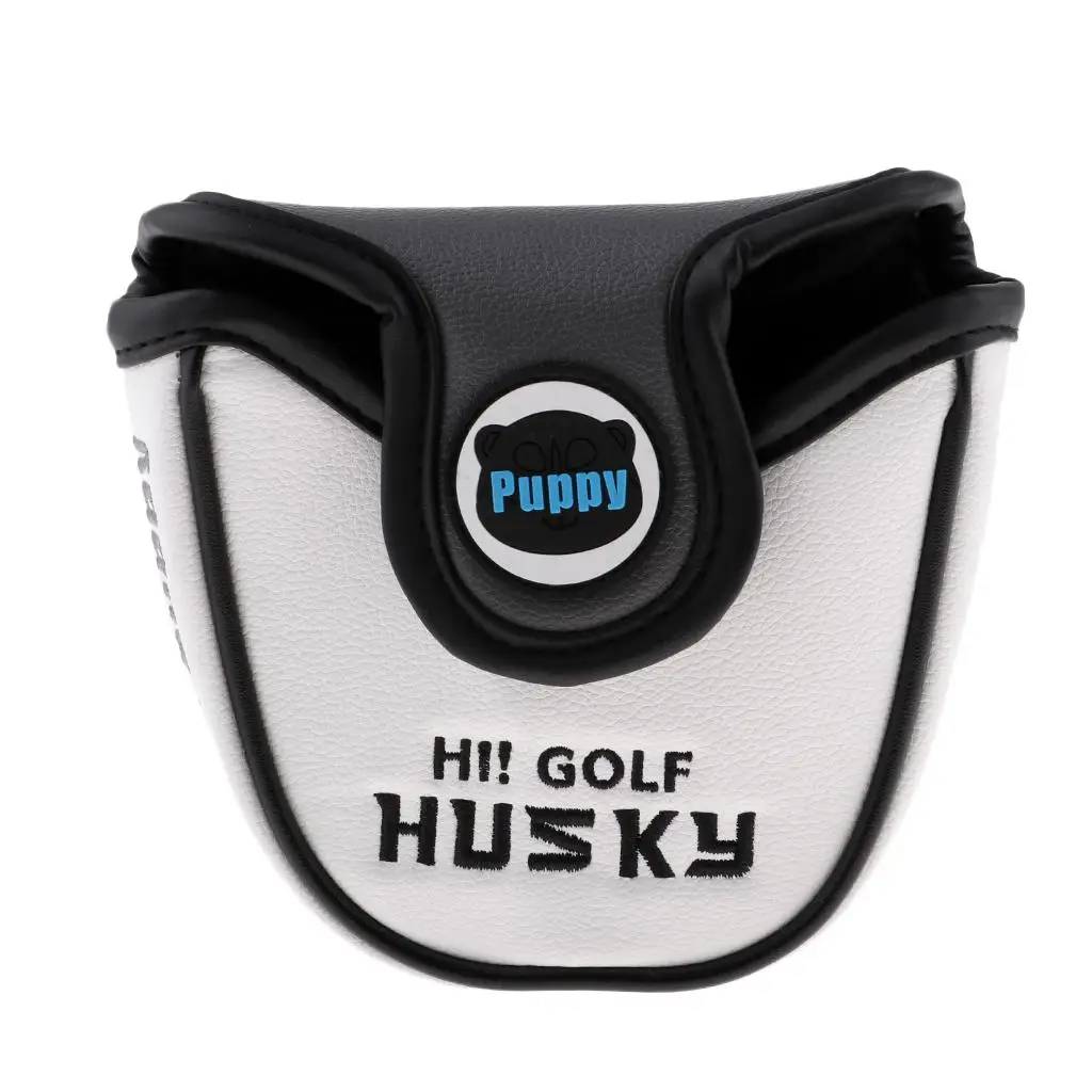 PU Leather Water Resistant Mallet Putter Headcover Dog Pattern Magnetic Closure Golf Supplies Accessories for Golf Sport