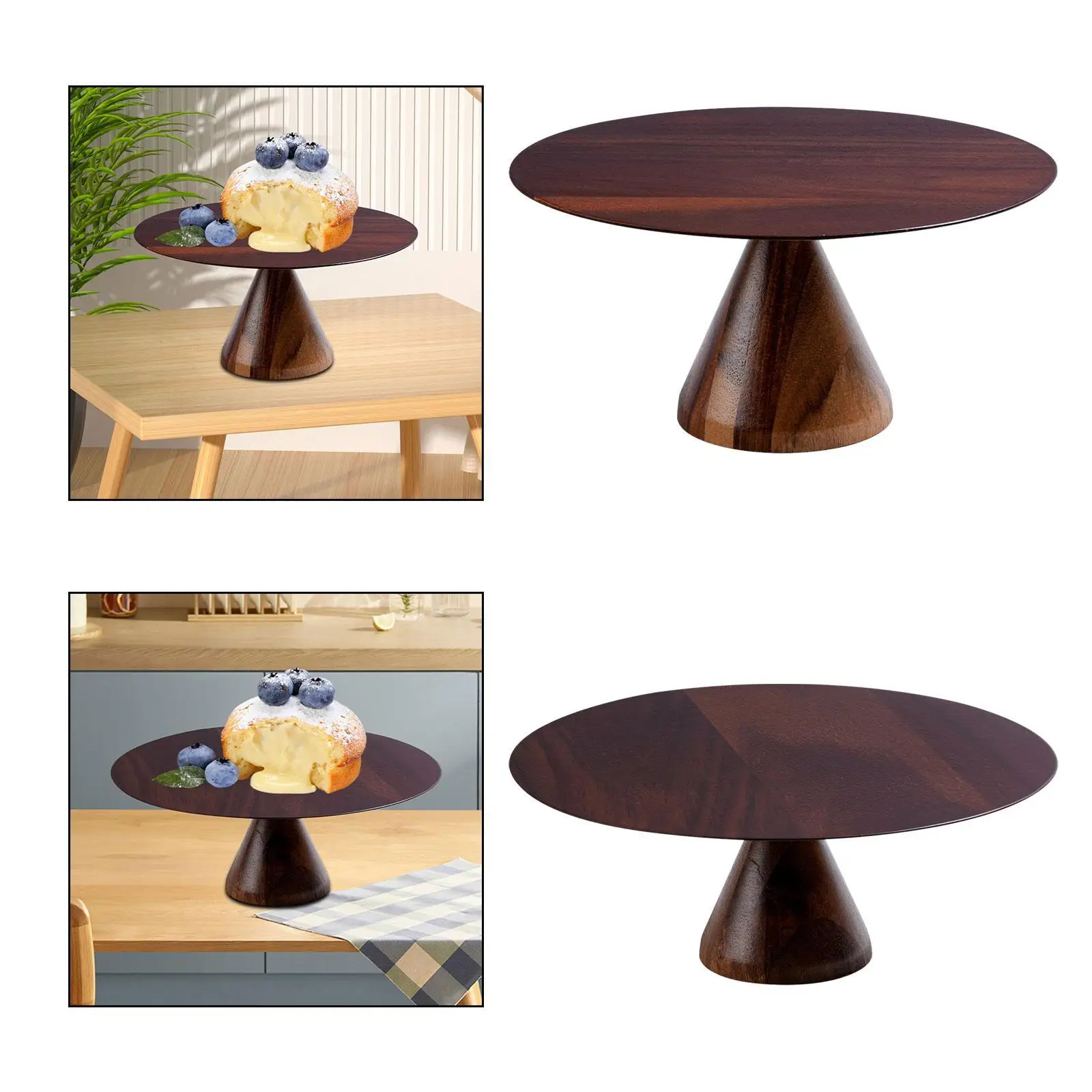 Wood Cake Stand High Footed Cake Plate for Birthday Countertop Kitchen