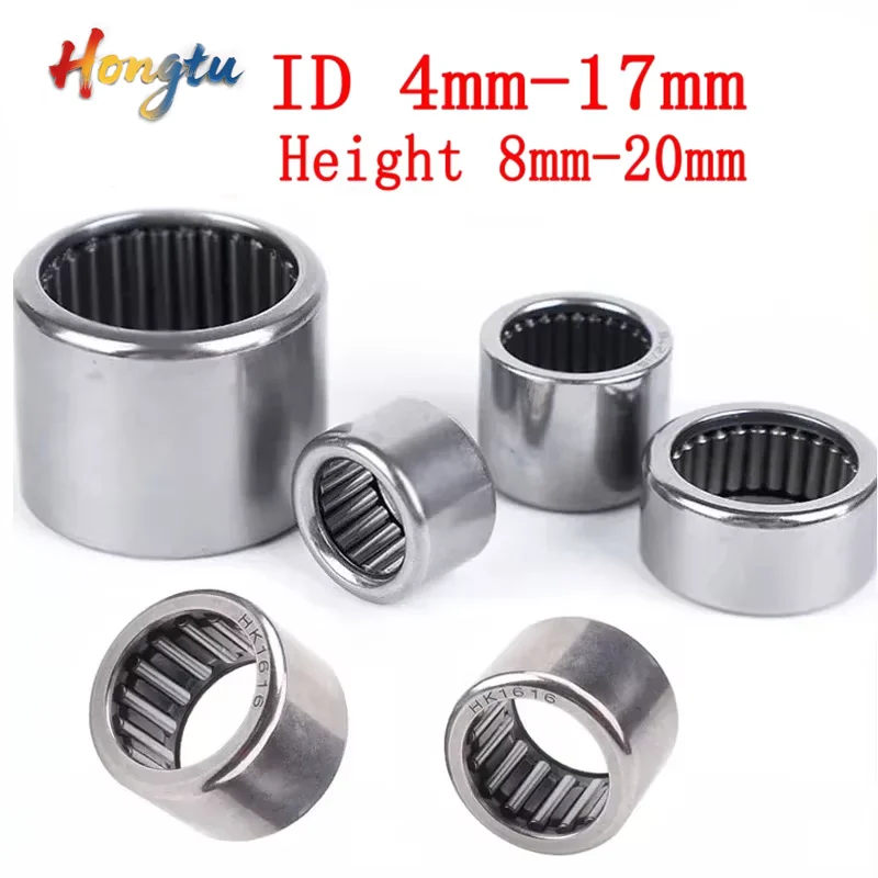 1/2/5/10Pcs Drawn Cup Needle Roller Bearings - HK Series, 4mm to 17mm ID, 8mm to 20mm Height