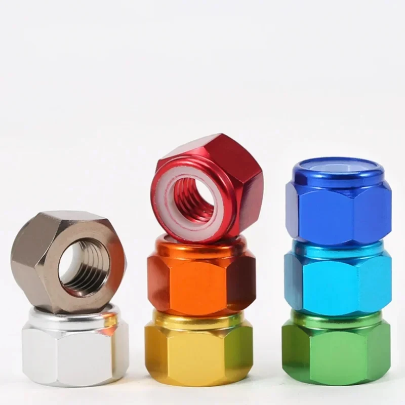 

M2-M8 Colorful Anodized Aluminum Nylon Insert Lock Nuts / Lightweight Self-Locking Hex Nuts for RC Drone & Model (2/5/10pcs)