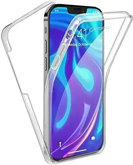 Funda de cuerpo completo para iPhone, cubierta protectora transparente de TPU de doble cara para iPhone 14, 13, 12, 11 Pro, XR, XS Max, 8, 7, 6 Plus, 5S, SE 360
