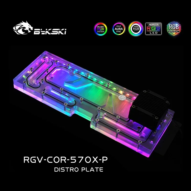 Bykski RGV-COR-570X-P,Distro Plate For Corsair 570X Case,MOD Waterway Board Reservoir Kit For CPU GPU PC Water Cooling System