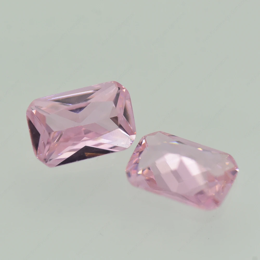 Loose Cubic Zirconia CZ Stone Pink Color Octangle 4x6~13x18mm Synthetic Gems DIY for Jewelry DIY for Jewelry