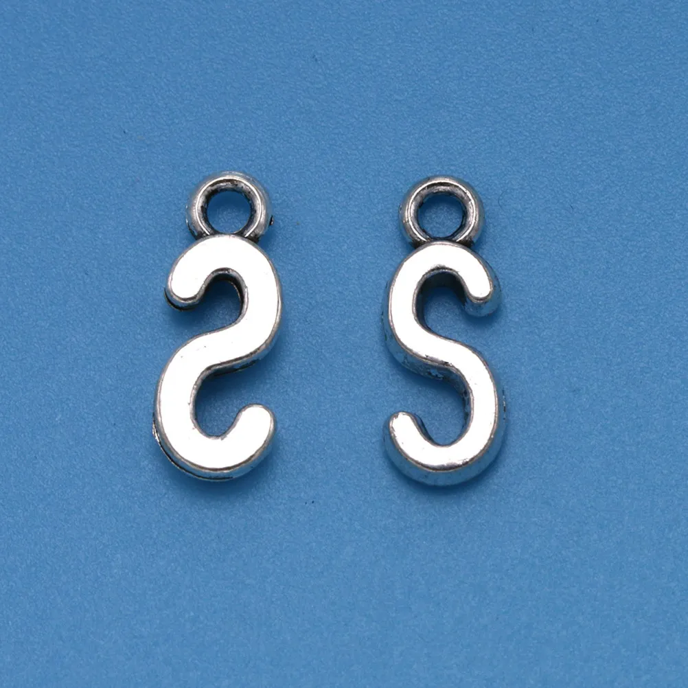 50 Pcs W Charms Silver Letter Bulk for Jewelry Making Single Alphabet Tiny