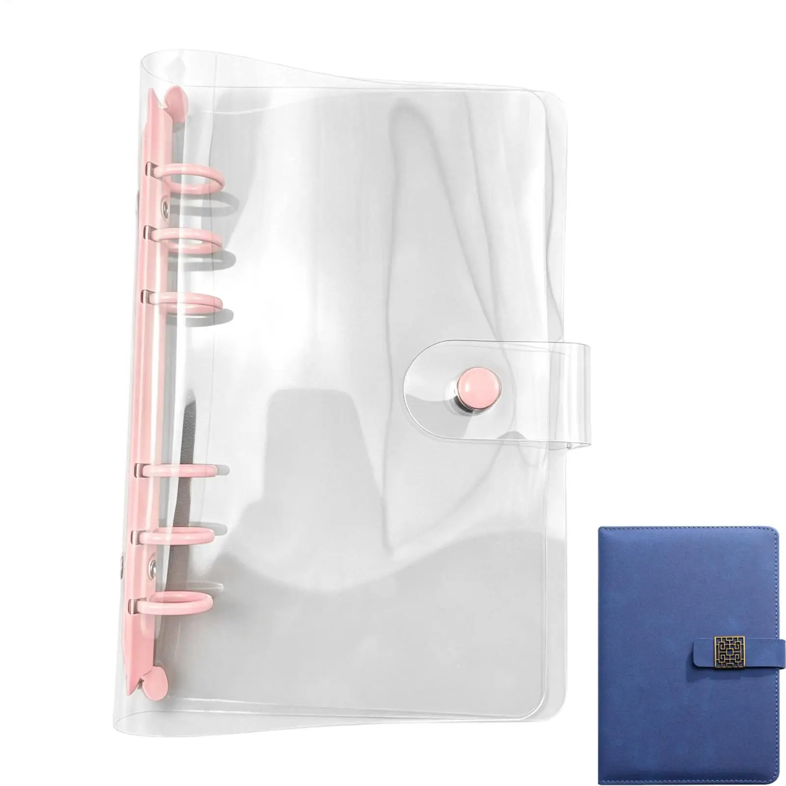 

A6 Binder 6 Ring Portable Clear Planner Notebook Cover Transparent A6 Planner For Office Meeting Reading Health Mental Study