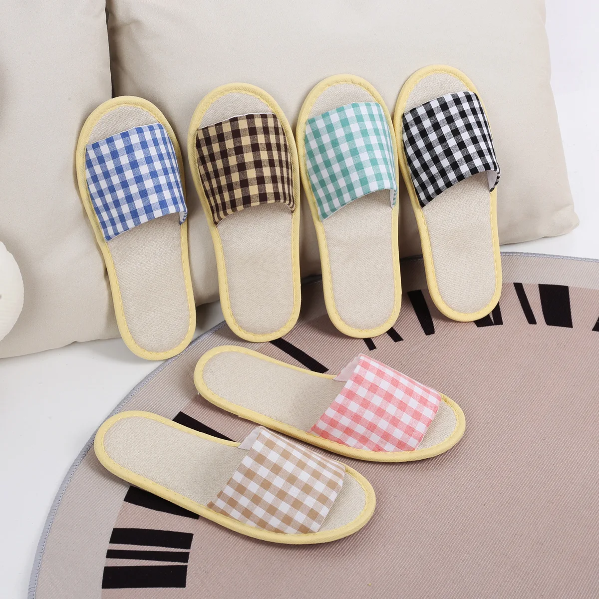

10 pairs of summer new hotel disposable slippers hotel famous hotel home hospitality flower plaid