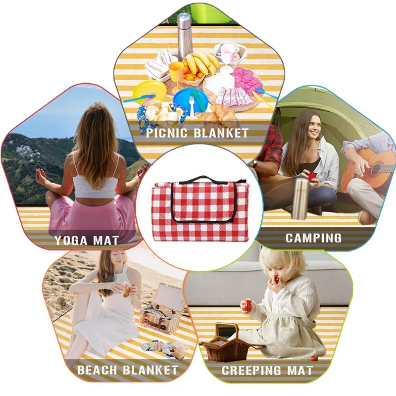 Picnic Outdoor Waterproof Blanket Beach Mat Sand Free Foldable Portable With Carry Strap 1 Piece