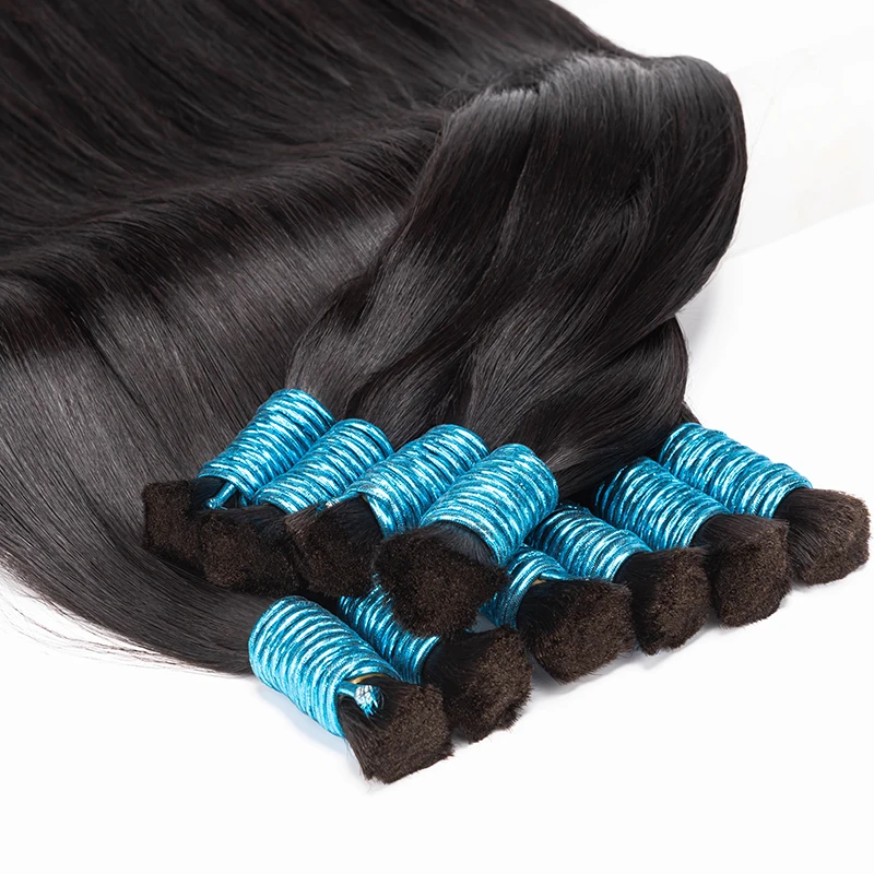 Extensiones de cabello trenzado Natural Remy de Vietnam, mechones de cabello humano liso a granel sin trama, 100% g, 100