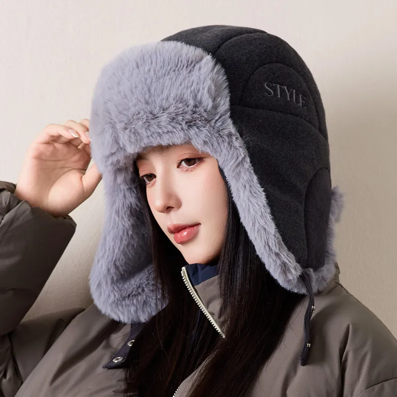 Fashion Autumn And Winter Thickened Ear Protection Lei Feng Hat Women's Japanese Retro Plush Warm Hat All-Match Face-Showing Y2k