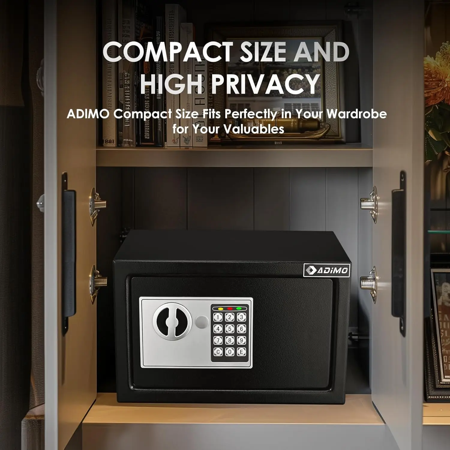 Fireproof Waterproof Safe Box with Keys & Code, Wall Mount Kit for Money Jewelry Documents - 0.5 Cubic Feet