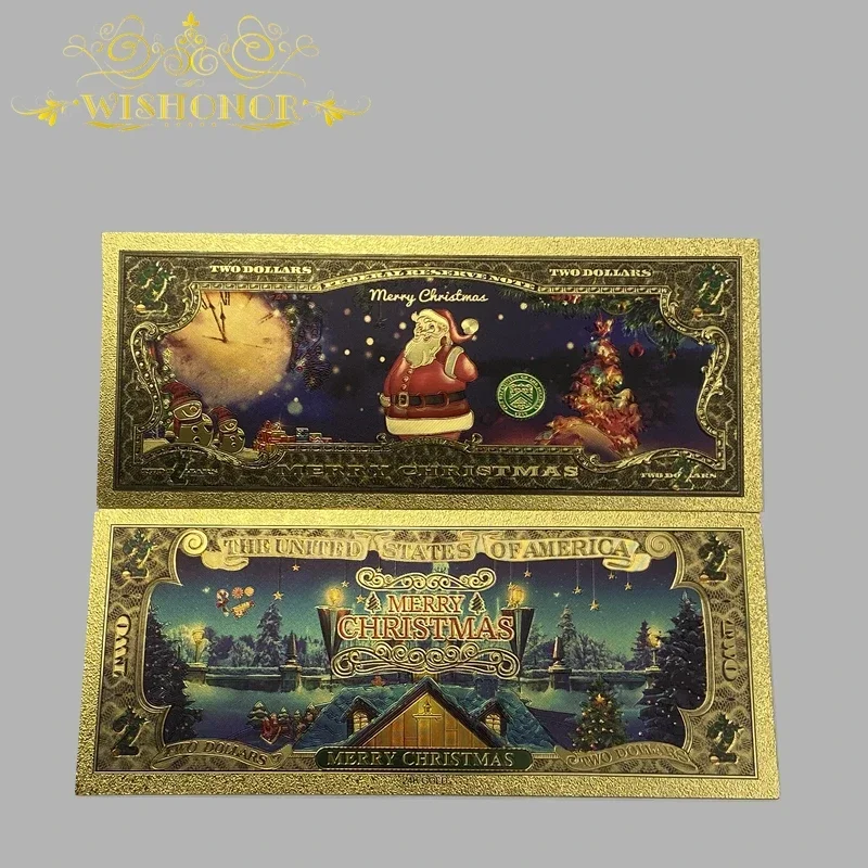 

10pcs/lot Nice Christmas Banknote Santa Claus Banknote in 24k Gold Plated For Collection