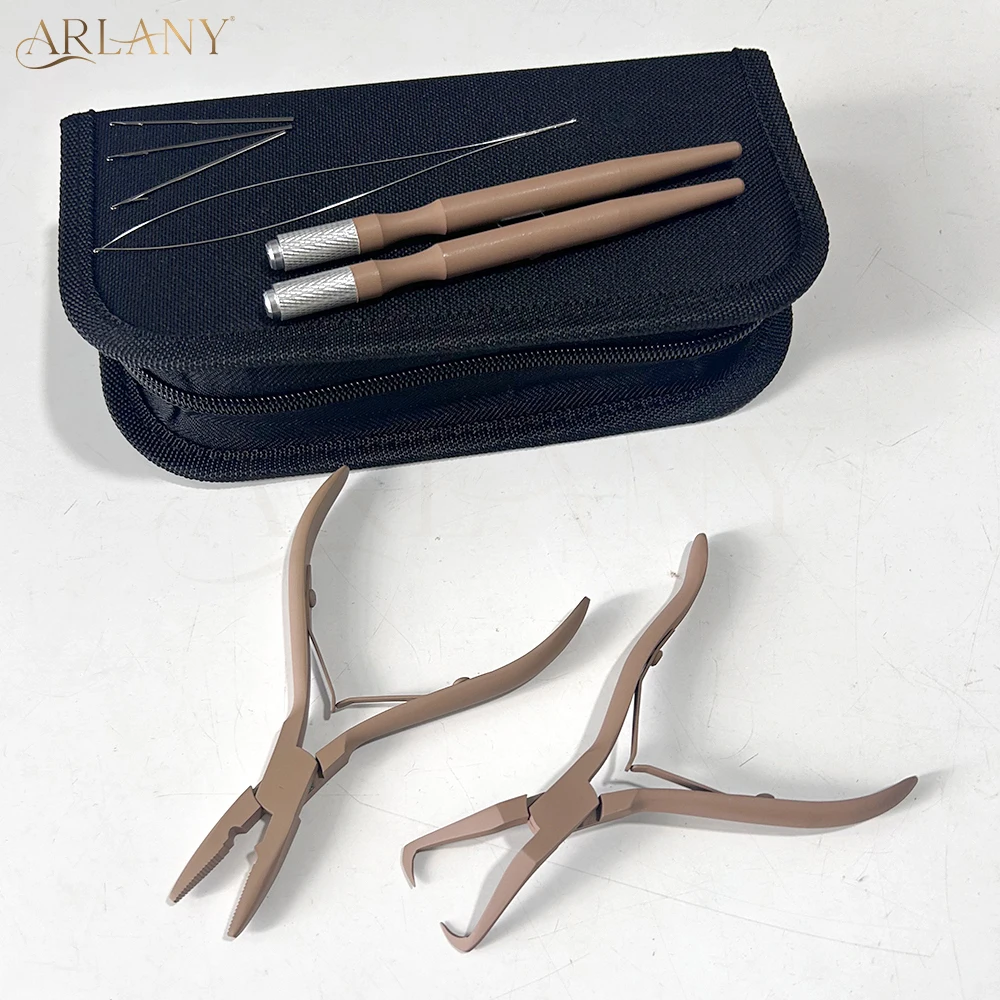 

ARLANY Hair Extension Pliers Kit for Weft Extensions Micro Beads Opener Pliers Hook Needles and Pulling Loop Threader Tools