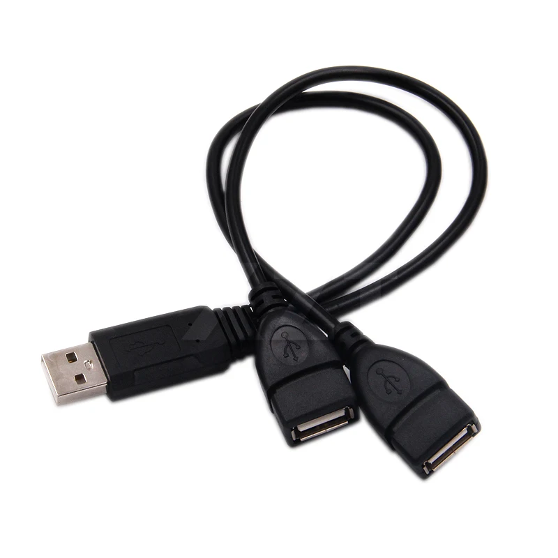 2 منفذ USB2.0 Hub USB 2.0 ذكر إلى 2 المزدوج USB أنثى جاك الفاصل محور الطاقة سلك مهايئ لكابل هاتف الكمبيوتر المحمول