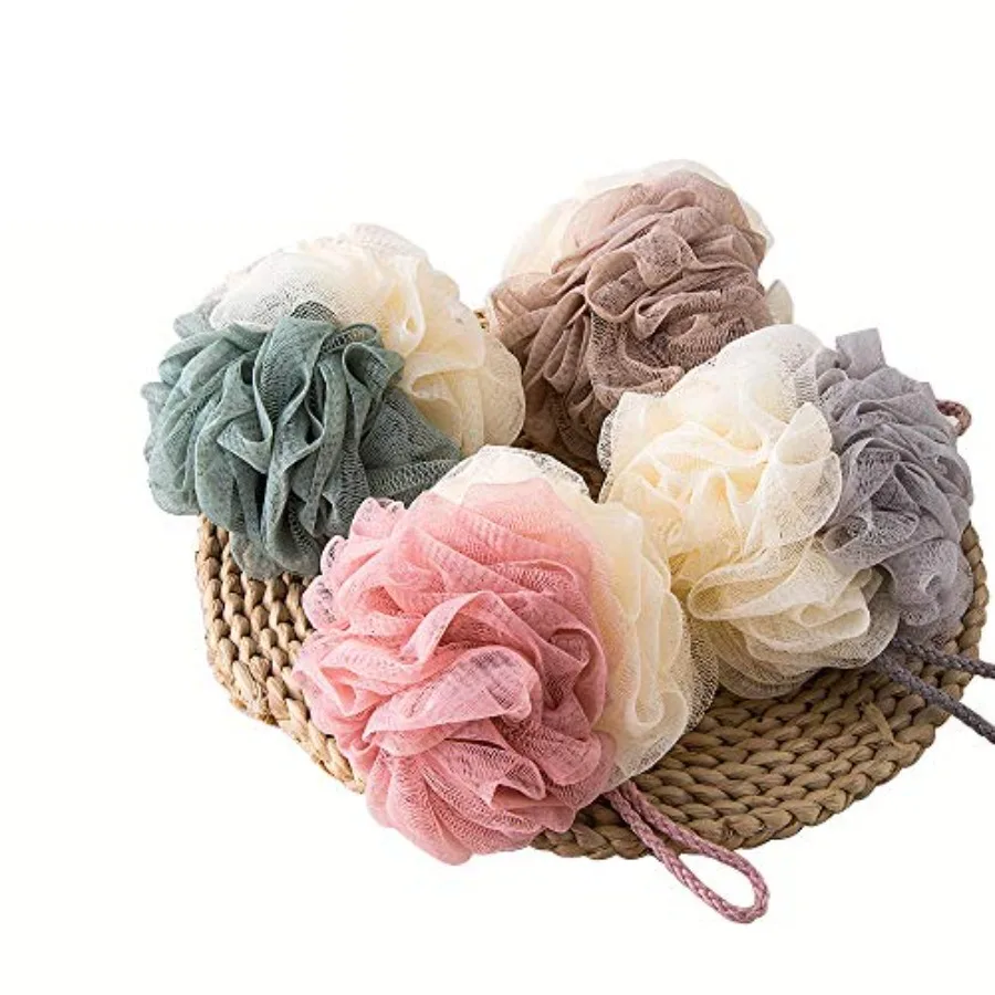 

TCOTBE 4 Pack Loofah Bath Sponge Lace MeshSponge Loofahs Multi Color Bath Loofah Sponge Assortment for Silky Skin Full Cleanse