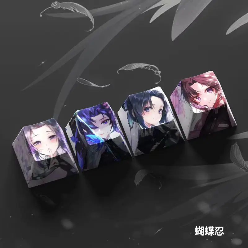 4-pak Demon Slayer Anime Keycaps do klawiatury mechanicznej Cherry PBT Custom Keycap Set Cross Axis PC Gaming Accessories Gift