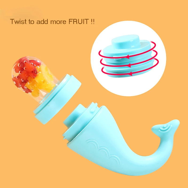 1 Pc Baby Fruit Feeder Pacifier Cute Blue Whale Shape Anti Chocking Food Vegetable Feeding With Silicone Bite Mesh Bag Soother