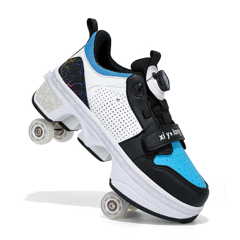 Quality student roller skates Outdoor 4-wheel roller skates with lights colorful wheel shoes multi-functional running shoes